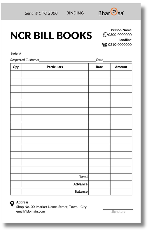 NCR Bill Book