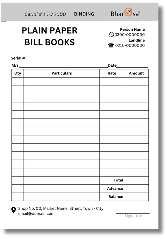 Plain Paper Bill Book